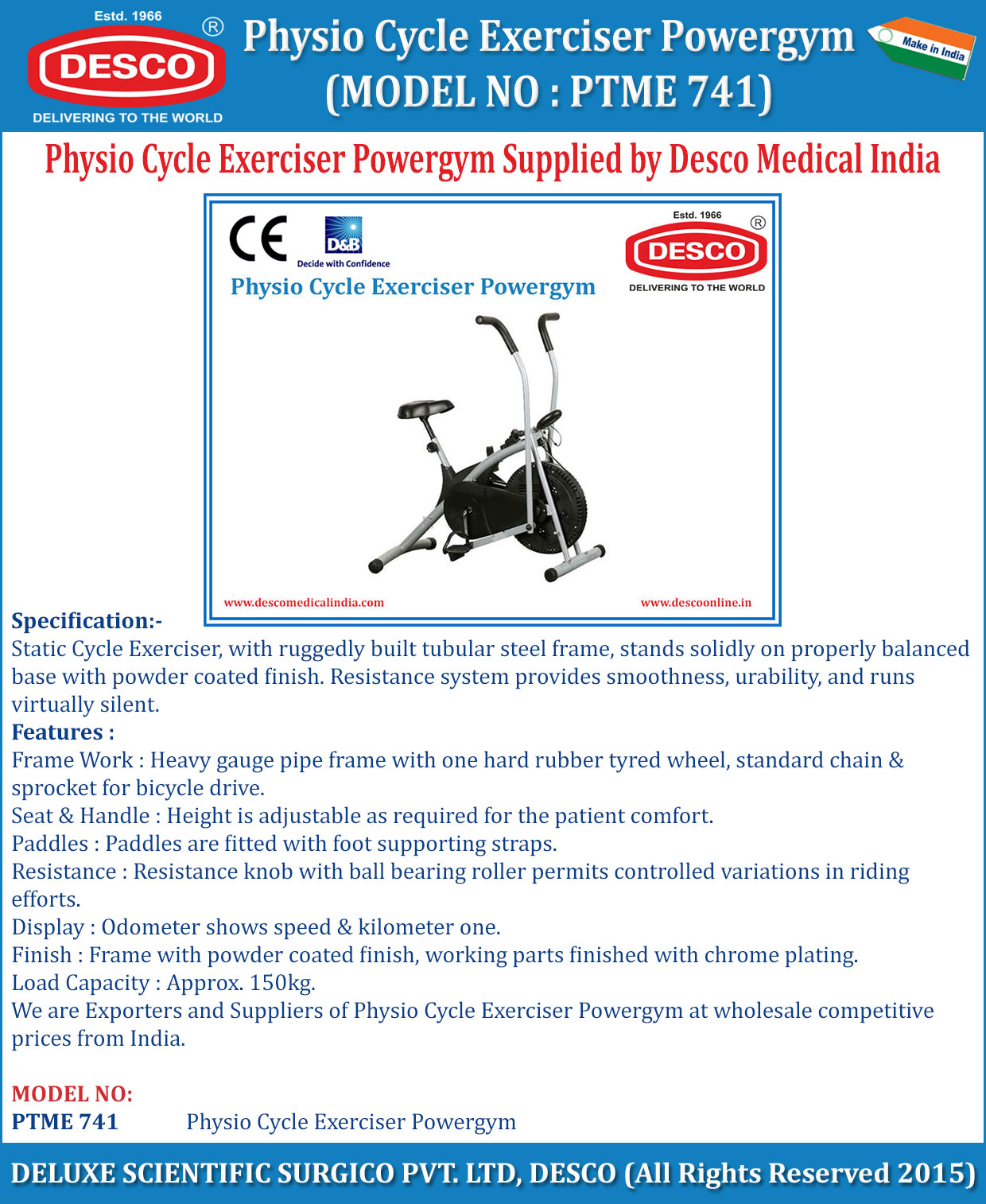 Physio Cycle Exerciser Powergym Desco