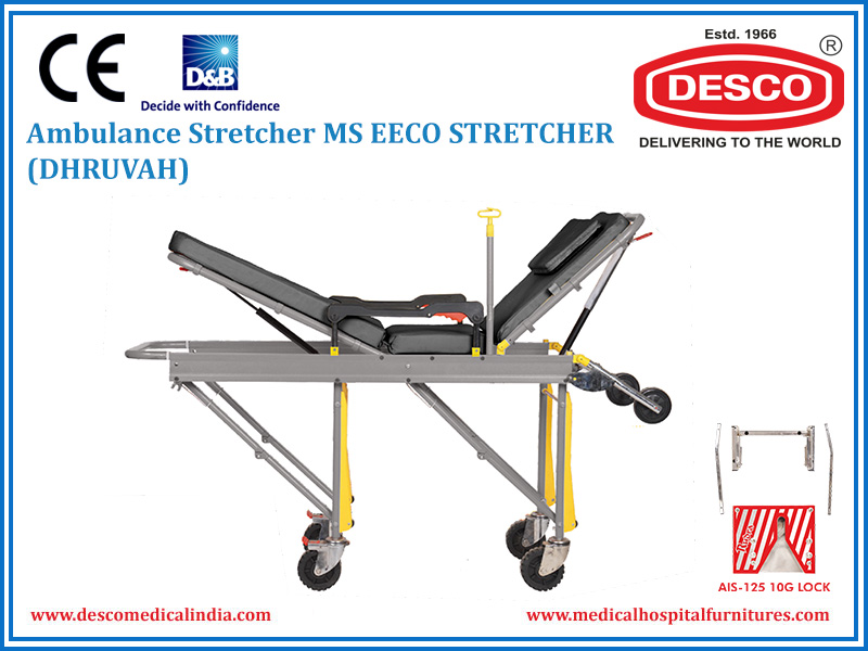AMBULANCE STRETCHER MILD STEEL ECCO STRETCHER  (DHRUVAH)