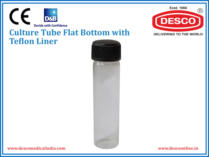 CULTURE TUBE FLAT BOTTOM WITH TEFLON LINER
