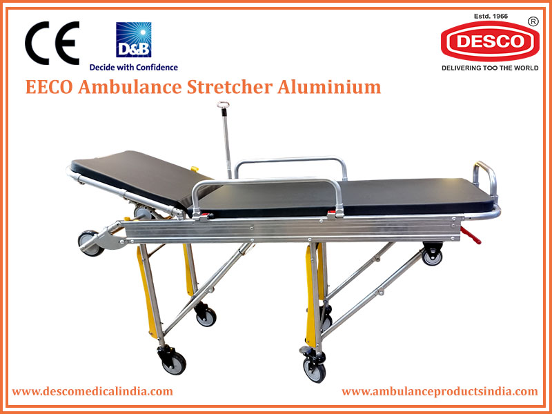 Aluminium EECO ambulance stretcher with adjustable backrest and wheels