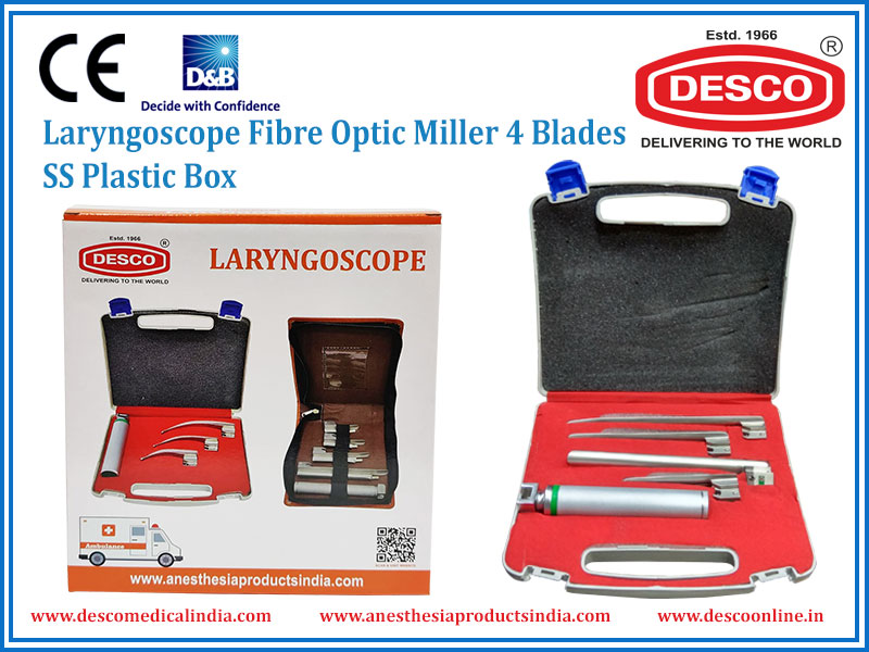 LARYNGOSCOPE FIBRE OPTIC 4 MILLER SS BLADES 1, 2, 3, 4