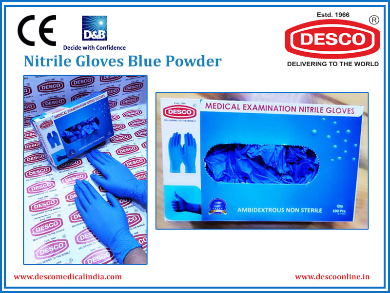 NITRILE GLOVES BLUE POWDER