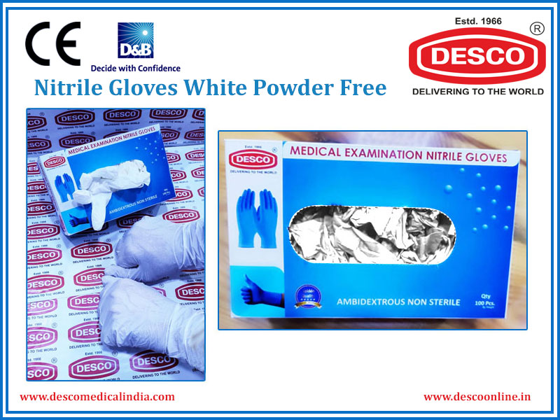 NITRILE GLOVES WHITE POWDER FREE