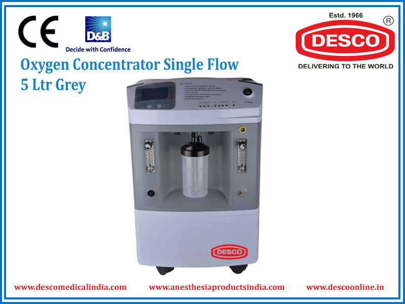 OXYGEN CONCENTRATOR SINGLE FLOW  5 LTR GREY