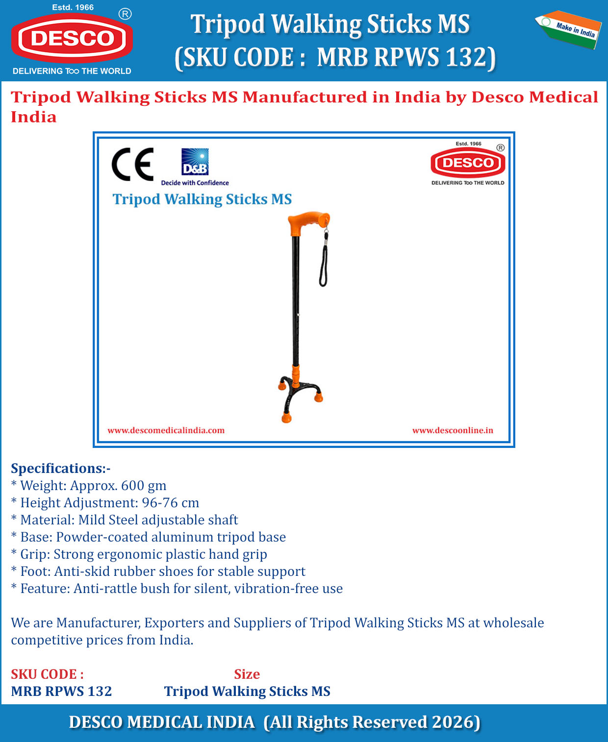 TRIPOD WALKING STICKS MS