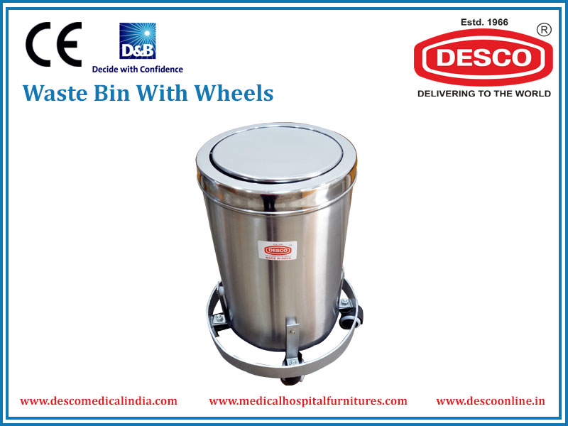 WASTE BIN METAL WITH WHEELS